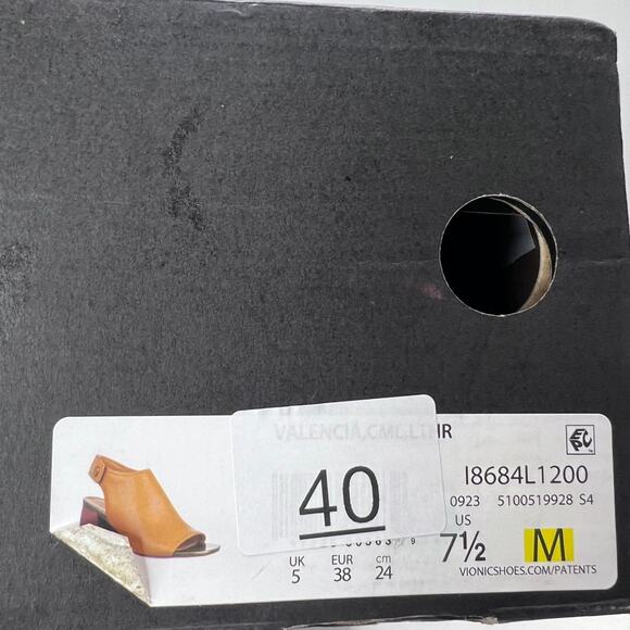 Vionic Valencia Leather Chunky Heeled Sandal Block Heel Tan Women's 7 NWB - Picture 11 of 11